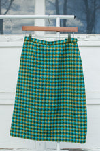 Load image into Gallery viewer, Vintage Teal Herringbone Pencil Skirt / Small