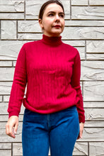 Load image into Gallery viewer, 1970s Red Rib Knit Turtleneck / Small - Large