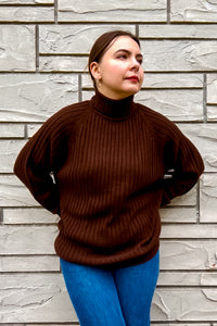 1970s Dark Brown Ribbed Sweater/ Large