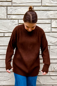 1970s Dark Brown Ribbed Sweater/ Large