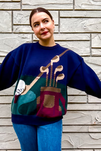 1980s-90s Navy Golf Crewneck Sweater / Large - XLarge