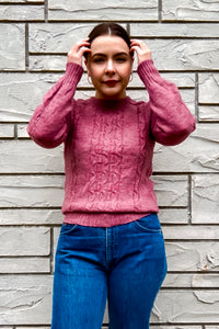 1970s Mauve Pink Textured Wool Sweater / XSmall - Small