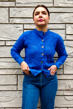 Load image into Gallery viewer, 1950s-60s Cobalt Blue Textured Cardigan / Small - Medium