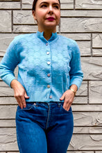 Load image into Gallery viewer, 1950s-60s Baby Blue Textured Cardigan / Medium