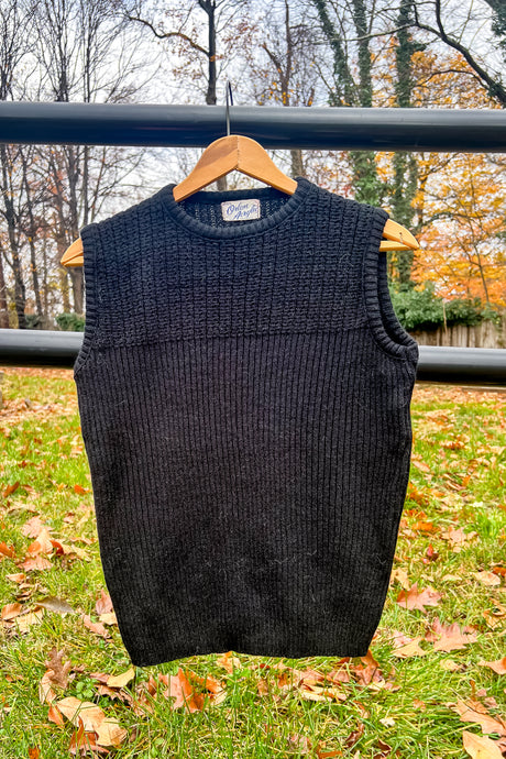 1960s-70s Black Sweater Vest / Small